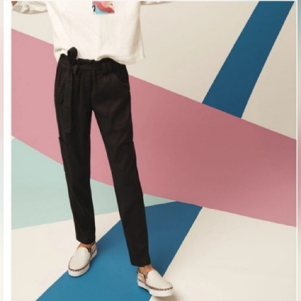 Anthro Elevenses Romy Black Paper Bag Pants Small